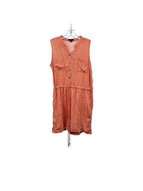Kelly Renee Sleeveless Romper Orange/Multi Print Cinched Waist Large New